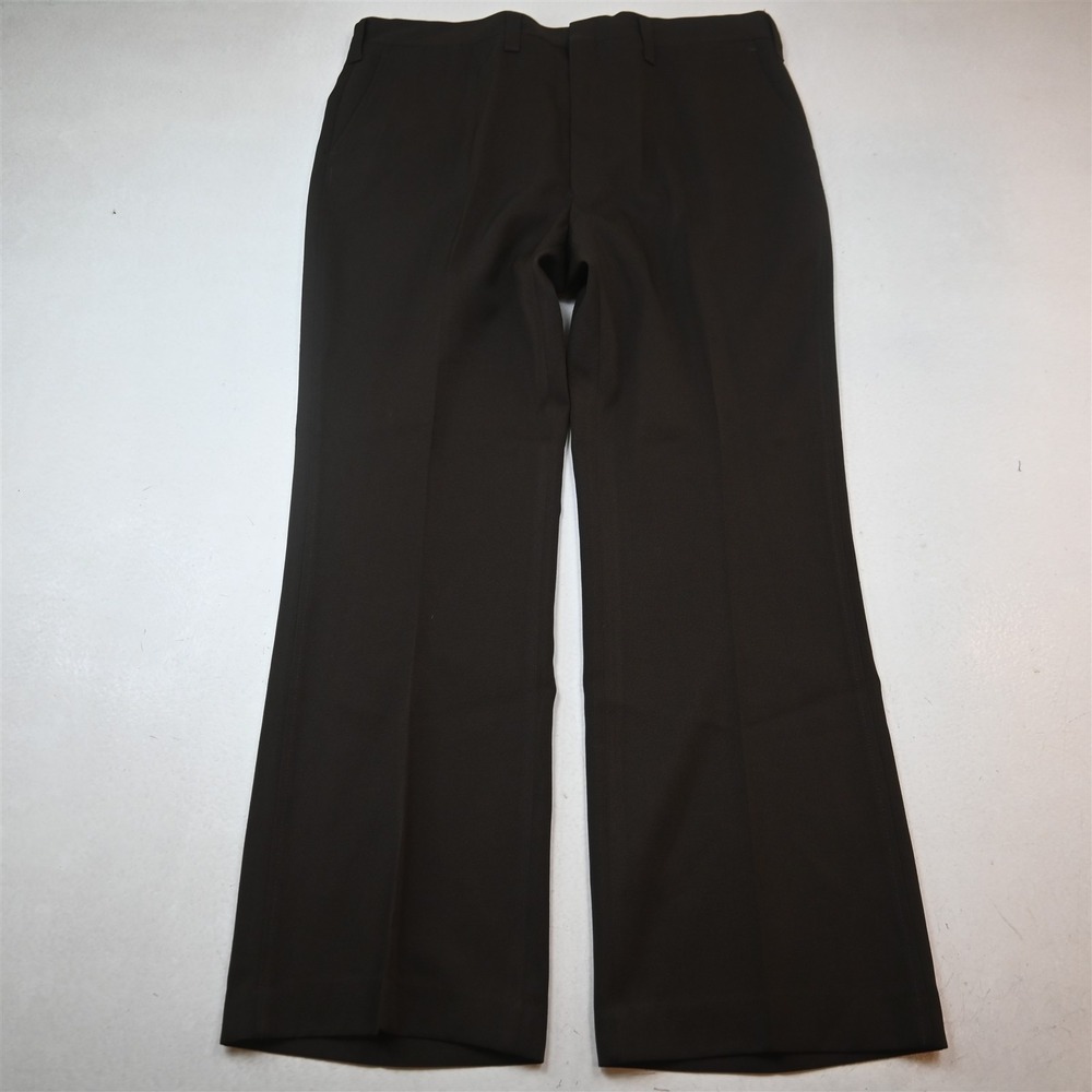 Vtg 80s 40x32 Brown Flat Front Bootcut Flared Dress Mens Pants